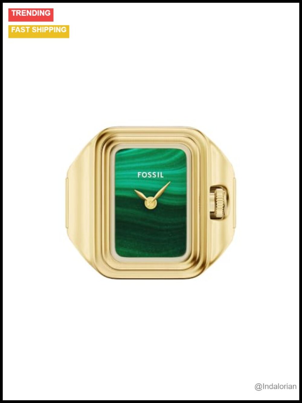 Quartz Stainless Steel Two-Hand Ring Watch for Women Adjustable
